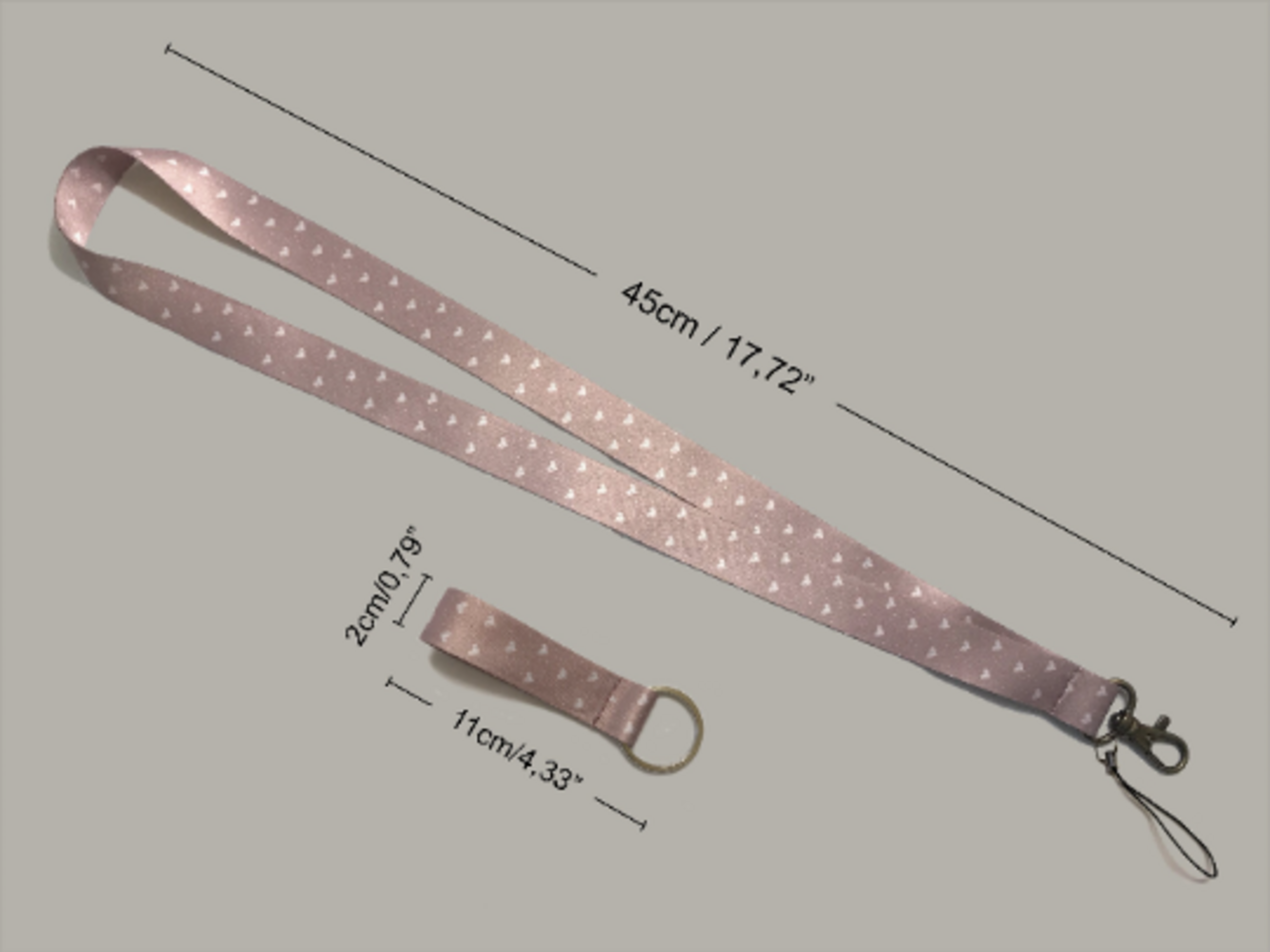 Lanyard estampado "Corazones", cordón de correa para el cuello y llavero - 5