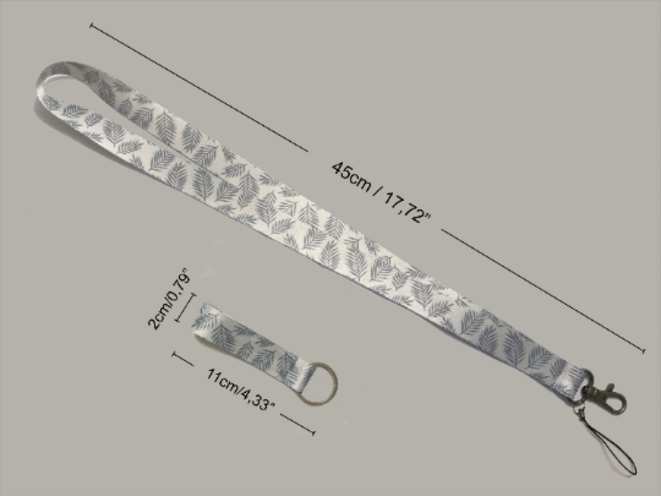 Lanyard hojas "Helechos", cordón de correa para el cuello y llavero - 5