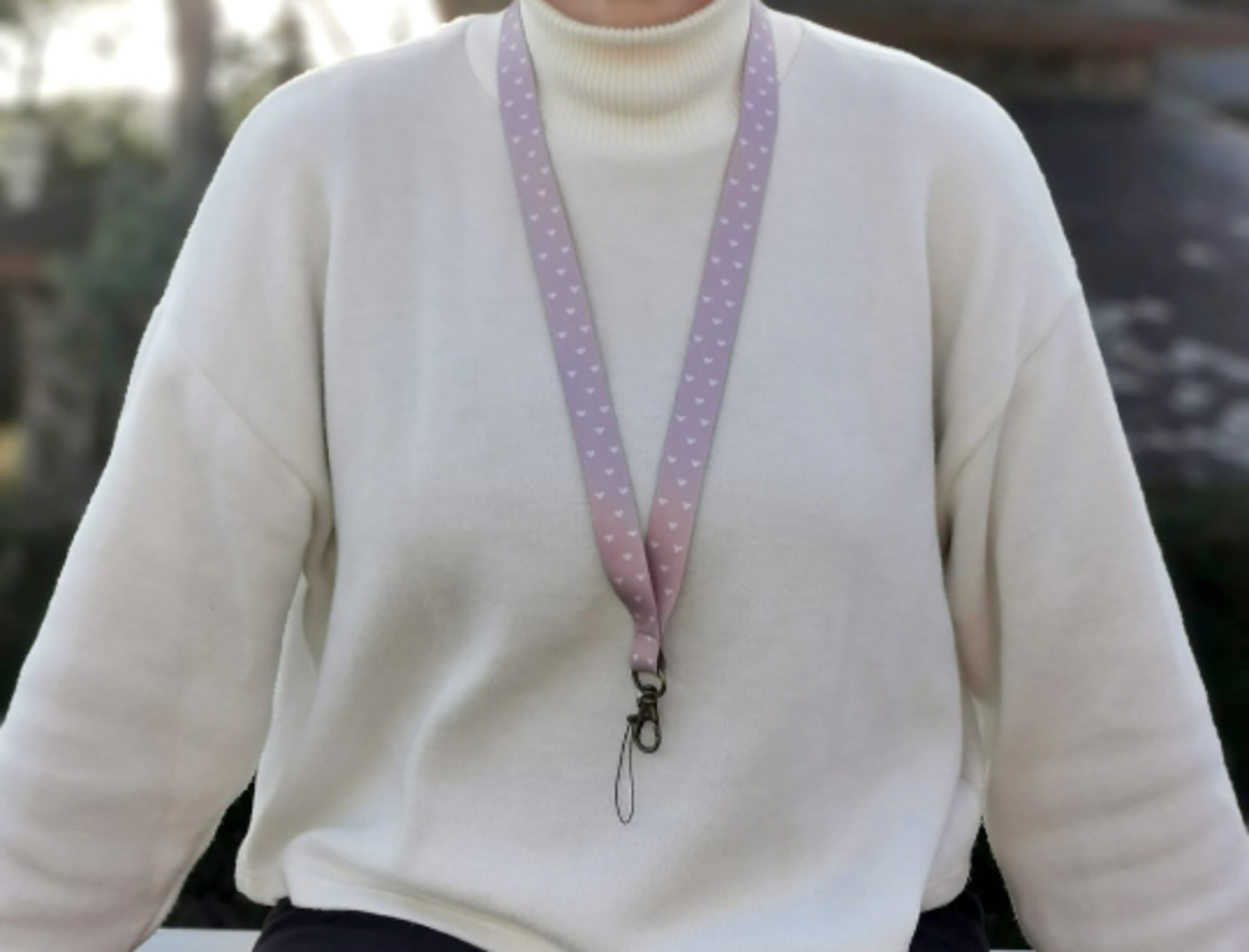 Lanyard estampado "Corazones", cordón de correa para el cuello y llavero - 3